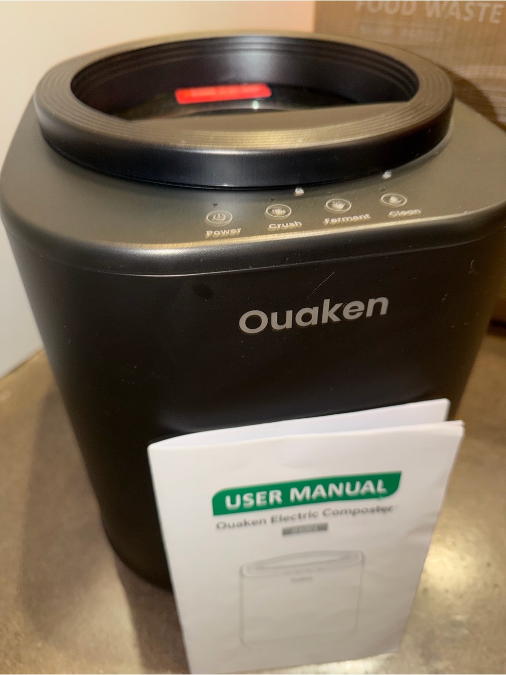 New OUAKEN Black Electric Kitchen Food Composter - original box been cut open